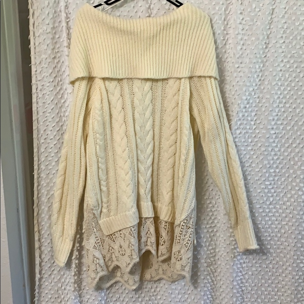 Off the shoulder knitted sweater dress